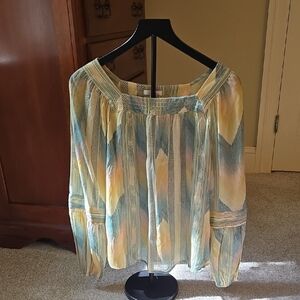 Multicolor With Green And Yellow Women's Top Size Small